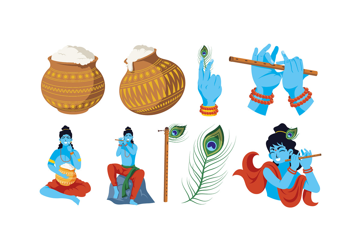 Colorful Janmashtami Illustration Se