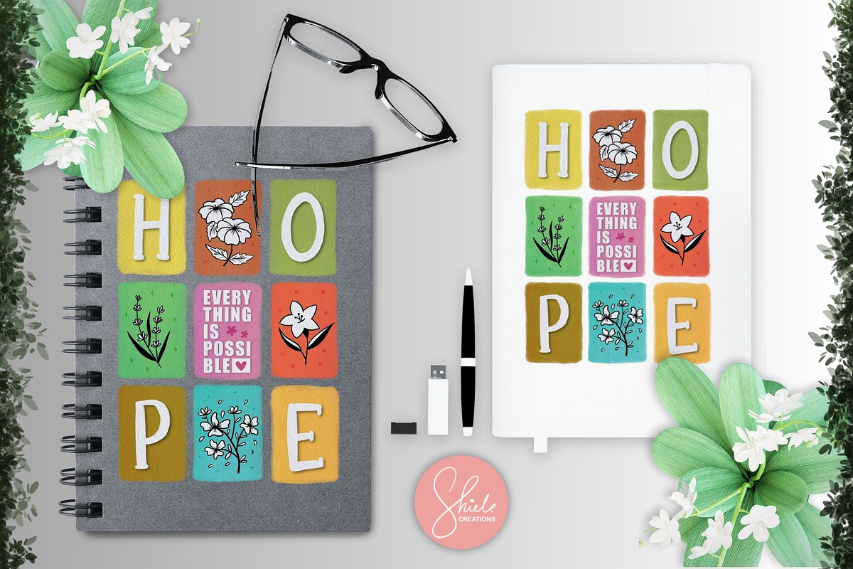 HOPE - Positive Vibes PNG Clipart, a Decorative Illustration by shielscreations (Photo 13 of 15)