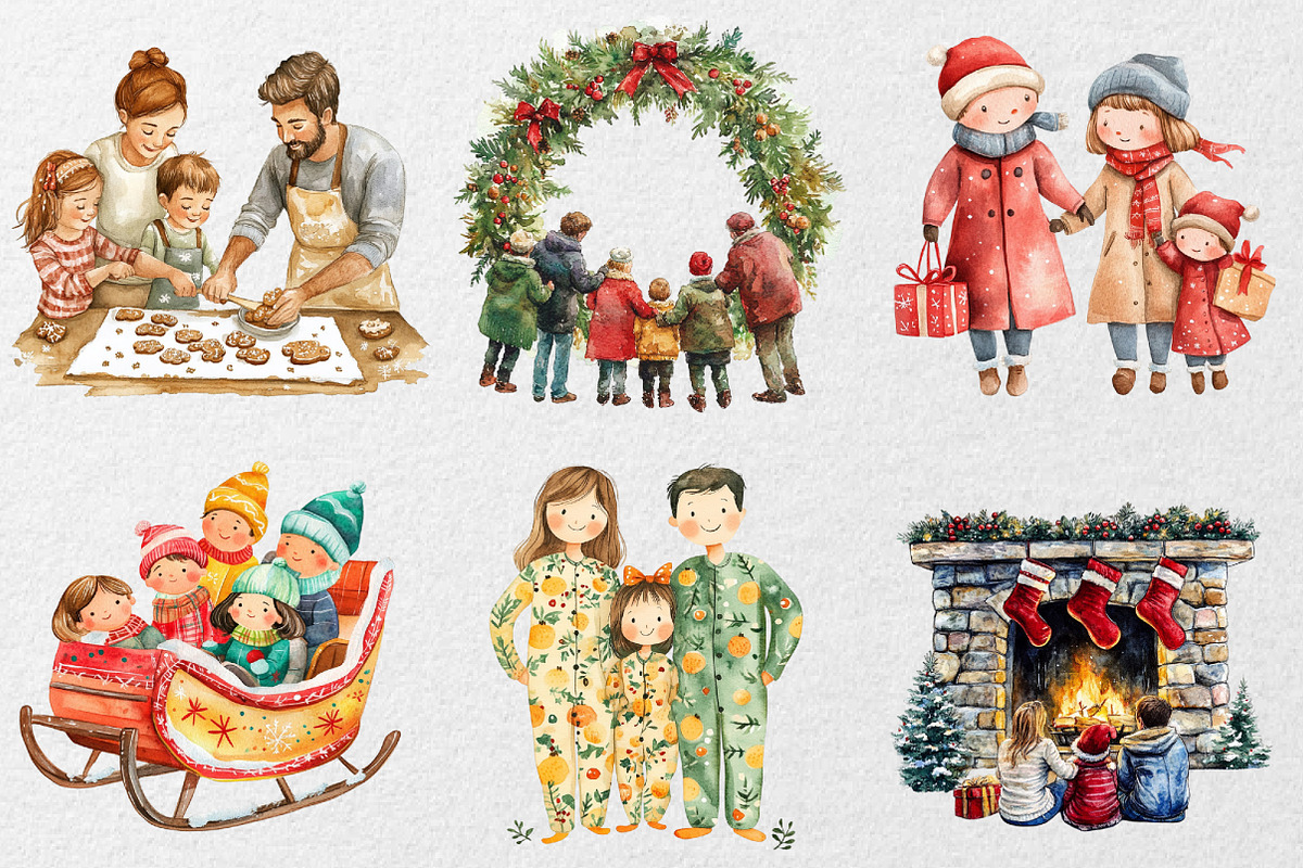 Christmas Family Clipart, an Illustration by DreamCafeArt (Photo 2 of 5)