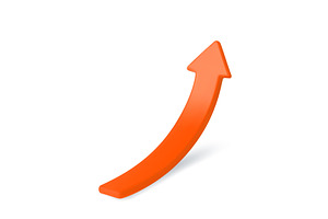 3d Growing red Arrow up., a Finance Illustration by ModVector