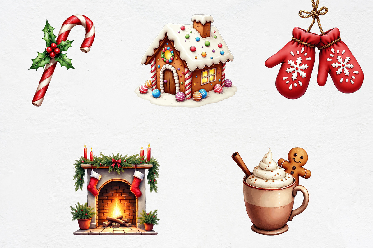Watercolor Classic Christmas Clipart, an Illustration by CrexoraLab (Photo 5 of 5)