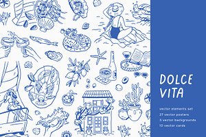 Dolce Vita, summer set + backgrounds, a Decorative Illustration by Good Studio
