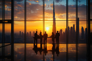 Dynamic business team silhouetted ag, a Photo by Iftikhar Alam