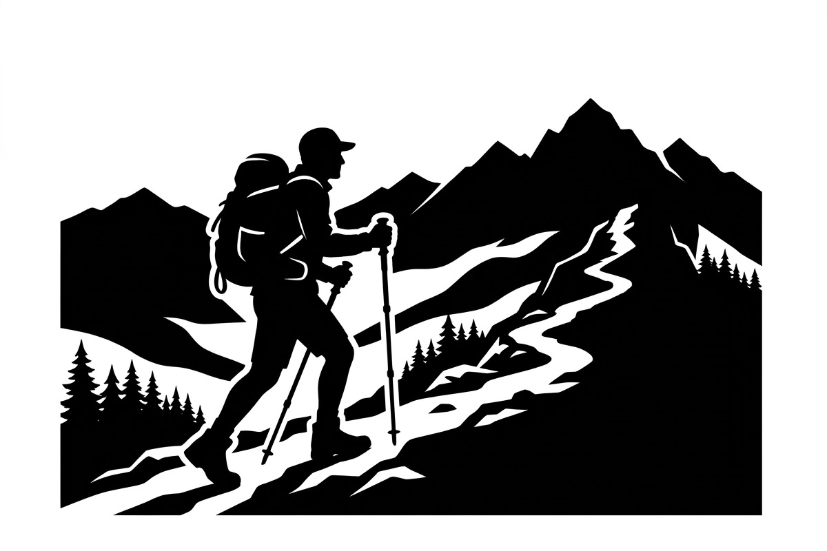 50 Hiking Silhouette Bundle, a Person Illustration by Amazin_art (Photo 7 of 14)