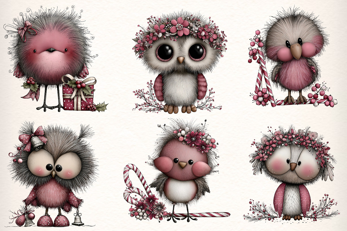 Whimsical Christmas Fluffy Birds, an Illustration by Dream Creation (Photo 5 of 7)