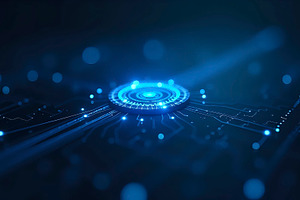 Futuristic Blue Light Circuit Grid, a Photo by LOGOCREATIVE
