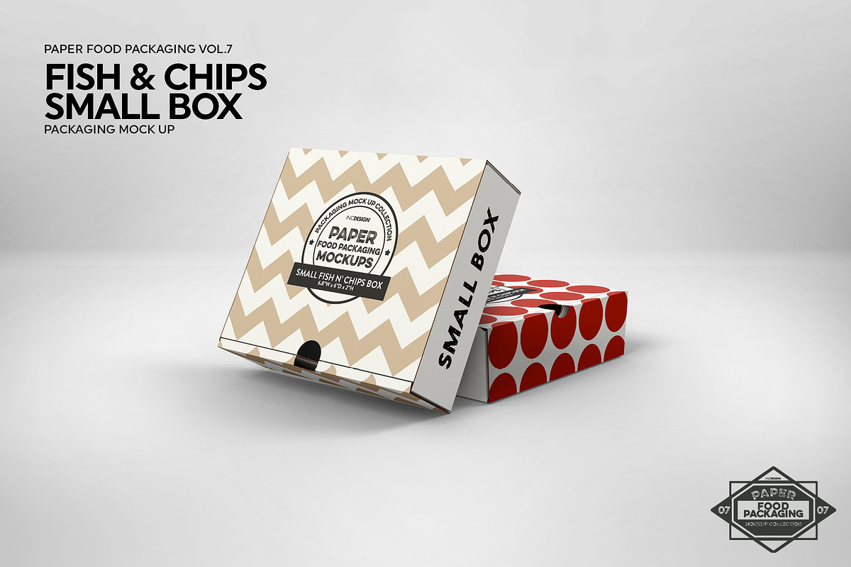 Small Fish and Chips Box Mockup, a Packaging Mockup by INCDesign (Photo 5 of 6)