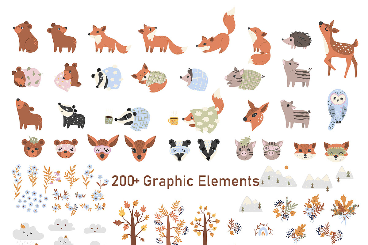Autumn Baby Animals illustrations, an Animal Illustration by OxanaTally (Photo 8 of 17)