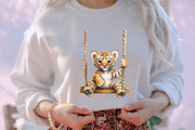 Watercolor Animals on Swings Clipart, an Illustration by designcity5 (Thumbnail 5 of 5)