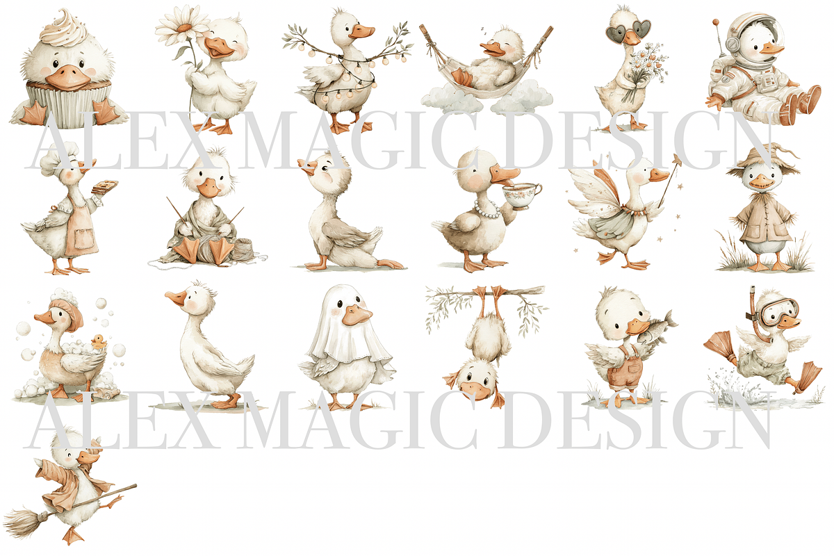 55 Silly Goose Clipart PNGs, an Animal Illustration by Pati Charm Studio (Photo 3 of 9)