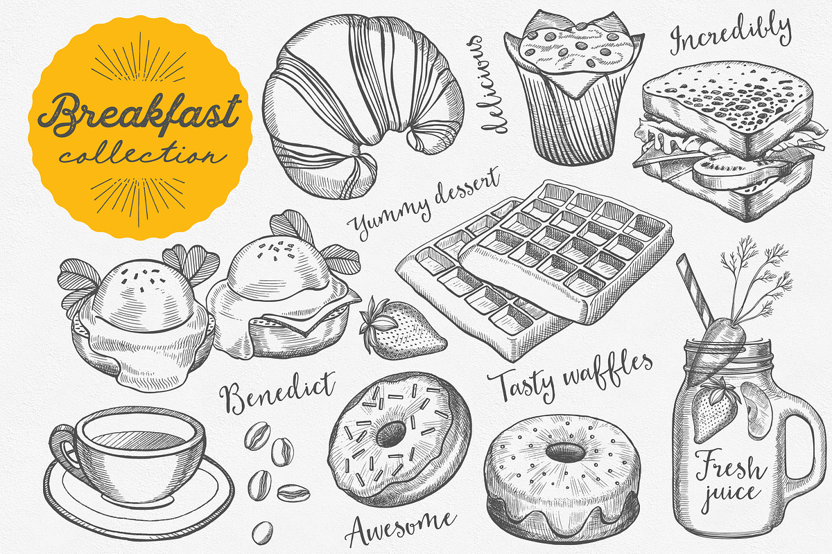 Breakfast Food Illustrations, a Food Illustration by BarcelonaShop (Photo 1 of 4)