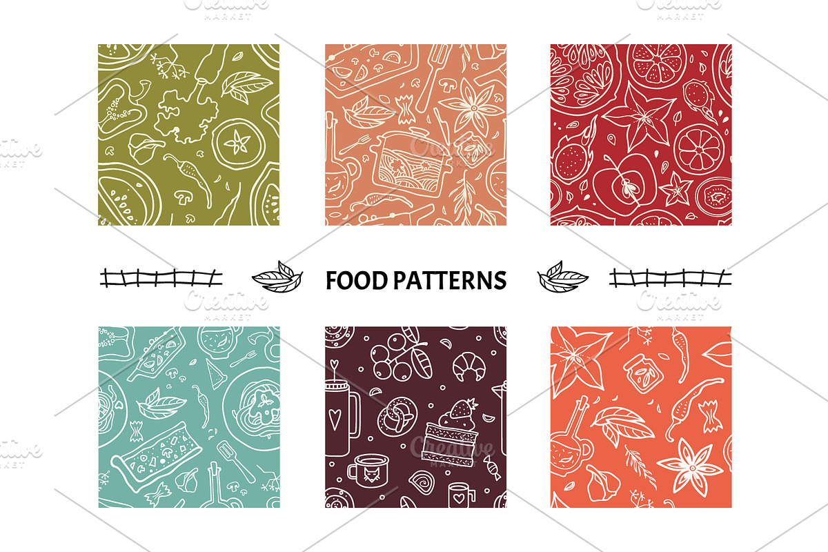 Seamless patterns set with food, a Pattern Graphic by WinWinFolly (Photo 6 of 8)