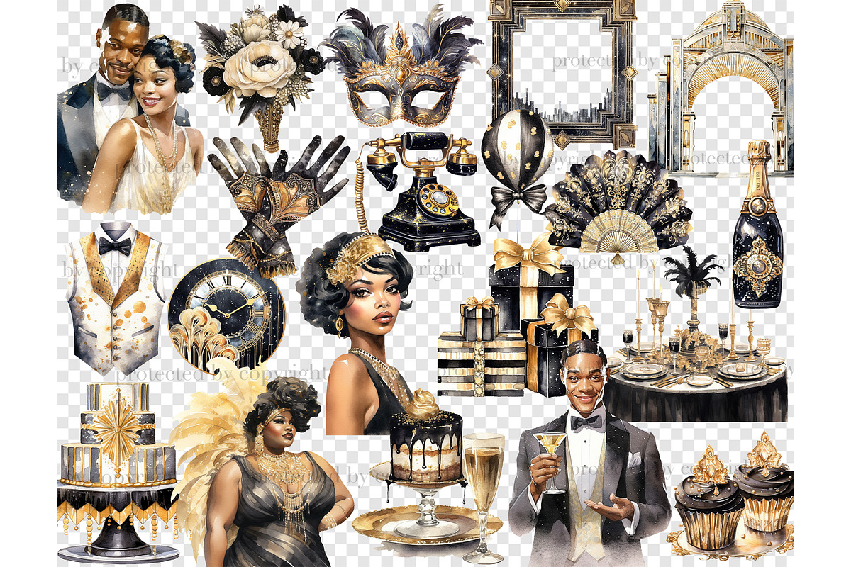 1920s Party Black Clipart, a Person Illustration by GlamArtZhanna (Photo 4 of 5)