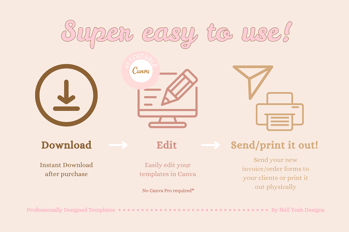 Invoice & Order Form Canva Templates, a Stationery Template by Hell Yeah Designs (Photo 3 of 5)