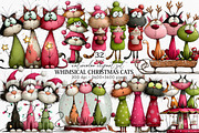 Whimsical Christmas Cats Clipart, an Illustration by Canvas Craft (Thumbnail 1 of 6)