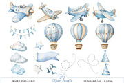 Air Transport Watercolor Clipart Set, an Illustration by MockupWizard (Thumbnail 3 of 5)
