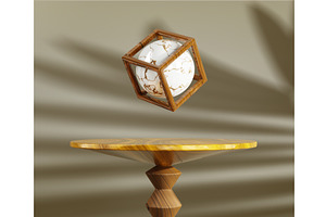 3d Wooden Table With Magic Ball In