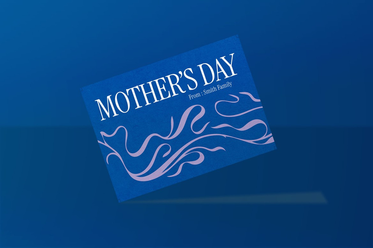 Blue Mother's Day Greeting Card, a Card Template by graphicook (Photo 3 of 3)
