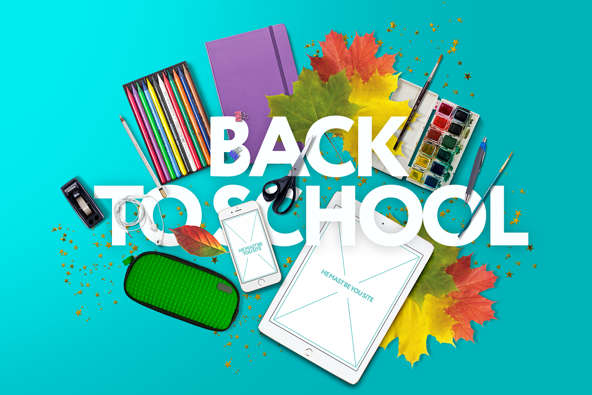 Back to school mockup. Psd & Png, a Pens & Pencil Mockup by Kseniia (Photo 1 of 3)