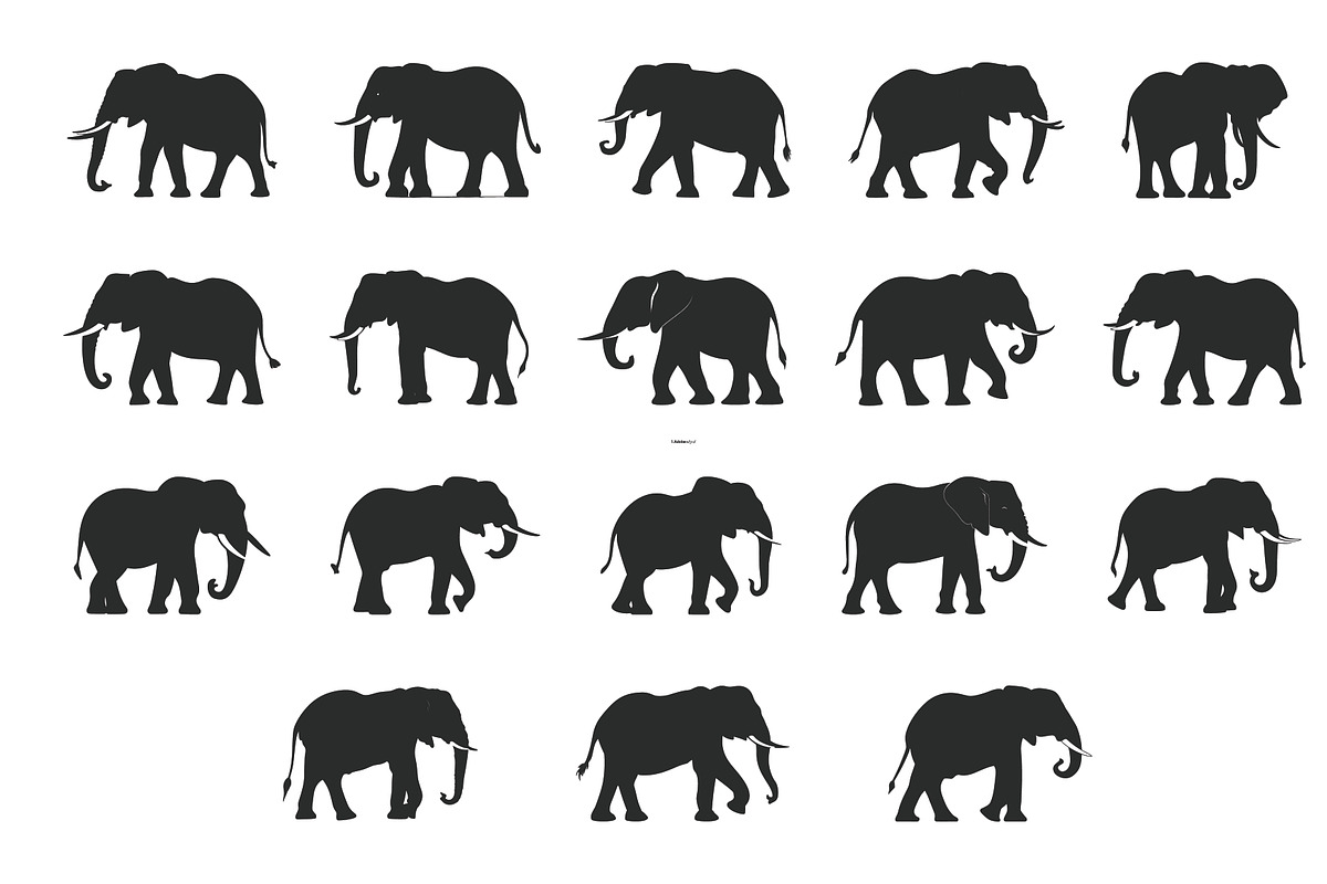 Elephant SVG Silhouette Clipart Set, a Person Illustration by Gfx Expert Team (Photo 3 of 3)
