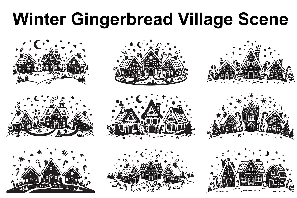 Gingerbread Winter Village Set, an Object Graphic by Creativeshirt (Photo 1 of 3)