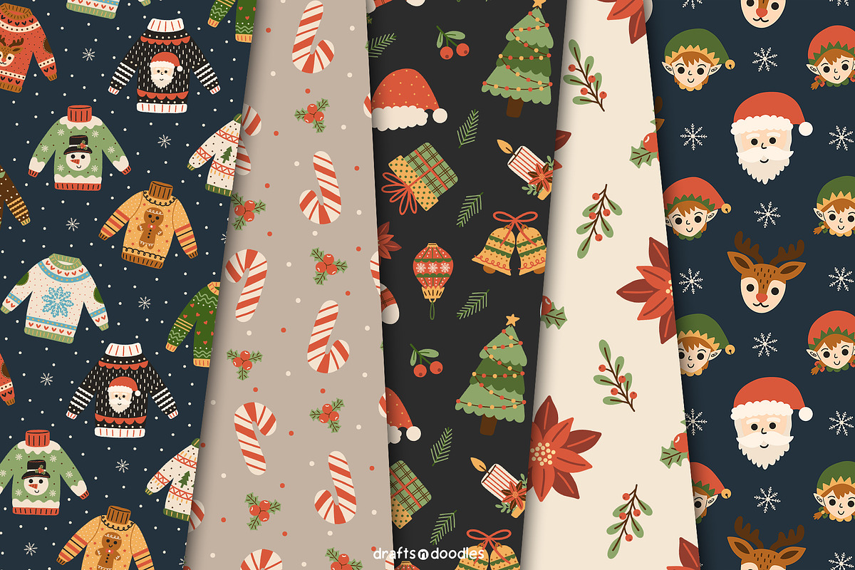Cozy Christmas Clipart and Patterns, a Seasonal Illustration by Drafts n Doodles (Photo 5 of 12)