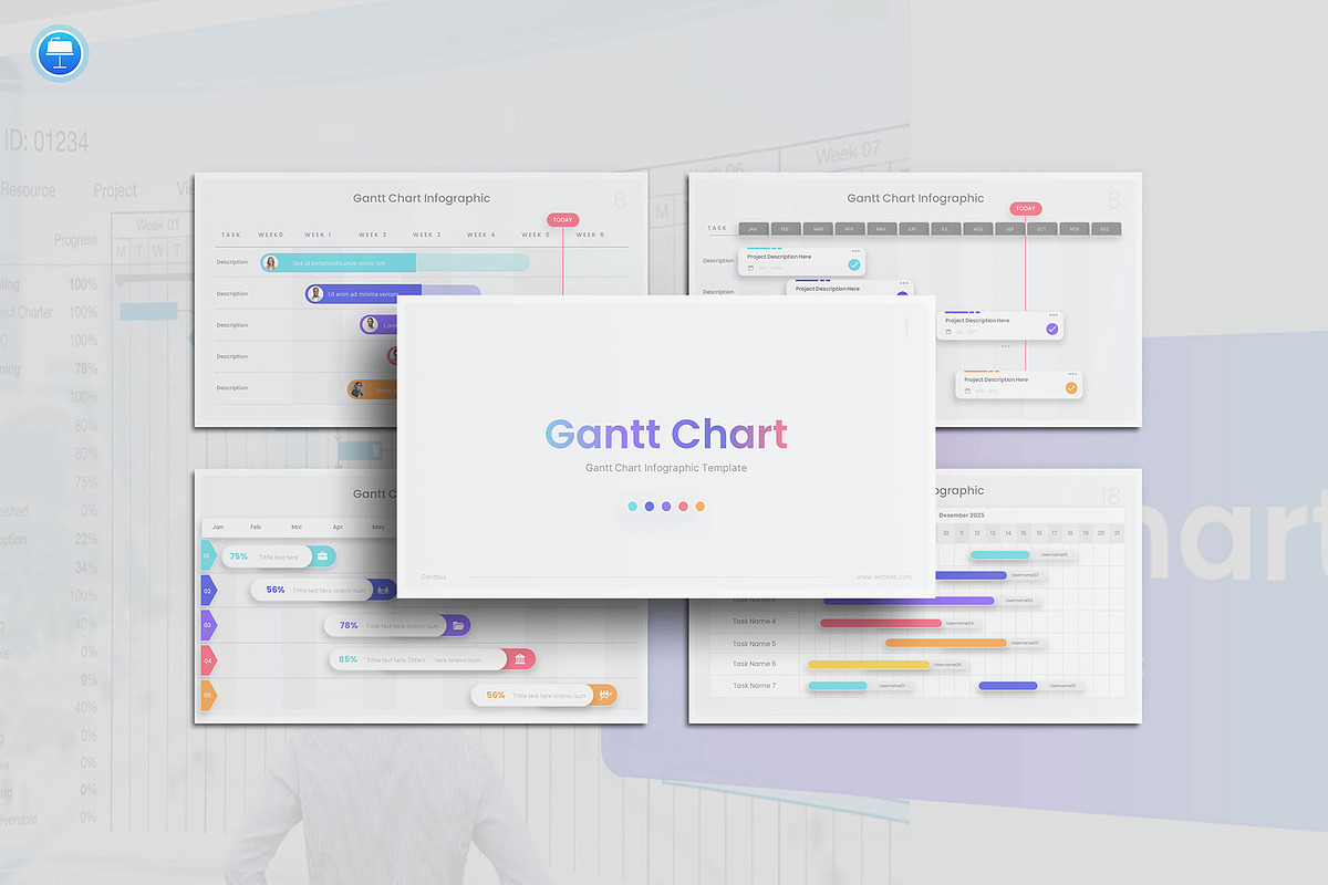 Gantt Chart Infographic Keynote, a Presentation Template by Pixslides (Photo 1 of 4)