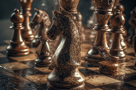 chess battle on chessboard, a Photo by ComfortQ