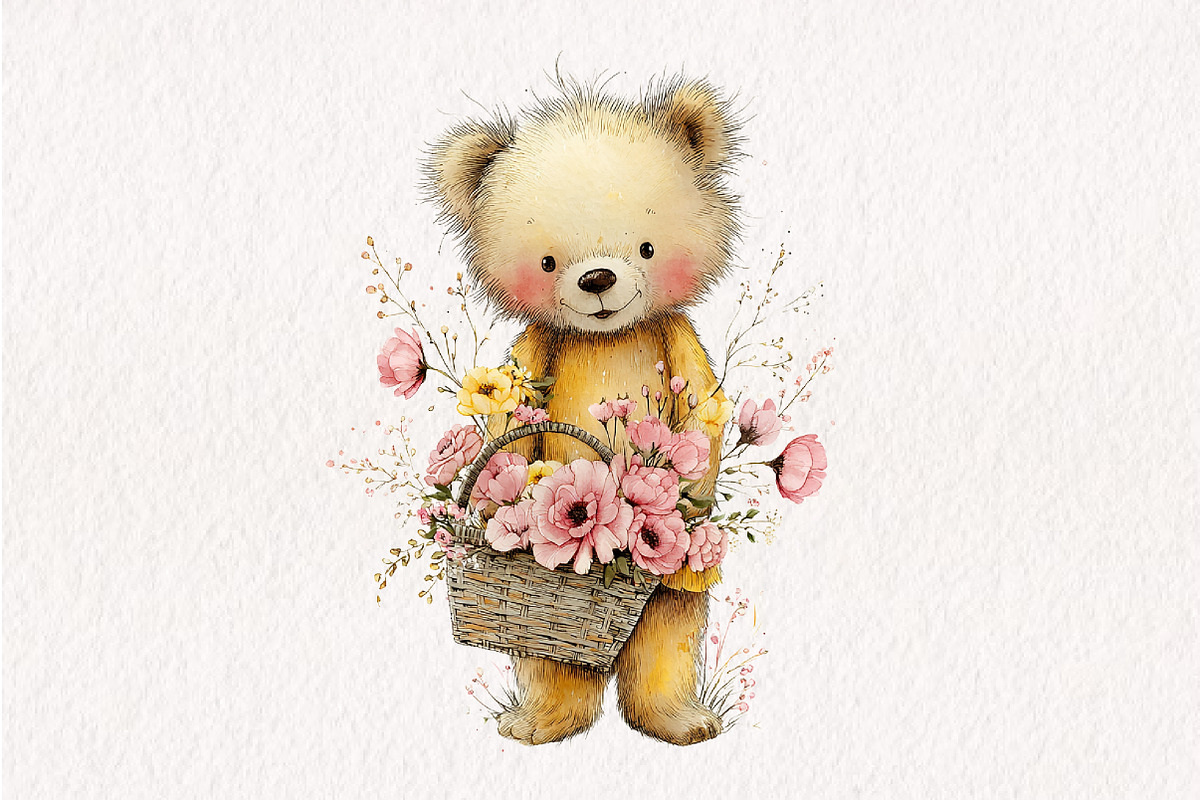 Whimsical Spring Teddy Bear Clipart, an Illustration by CreationArt (Photo 8 of 10)