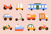 Flat Vehicle Set, a Transportation Illustration by Léo Alexandre (Thumbnail 3 of 5)