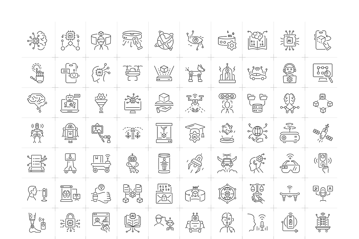 Artificial Intelligence Icons, an Outline Icon by Prosymbols (Photo 6 of 7)