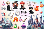 Magic school PNG set. Wizard Clipart, an Object Illustration by LoLoArt (Thumbnail 1 of 5)