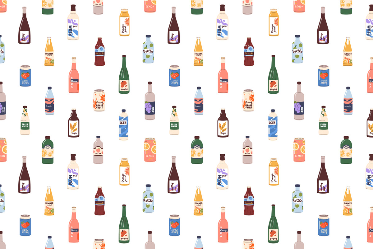 Cold drinks seamless patterns, a Pattern Graphic by Good Studio (Photo 2 of 6)