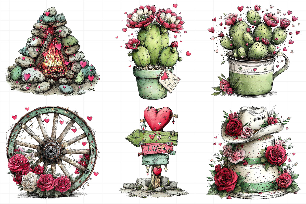 Western Valentine Clipart Bundle, an Illustration by Daily.Designs (Photo 3 of 7)