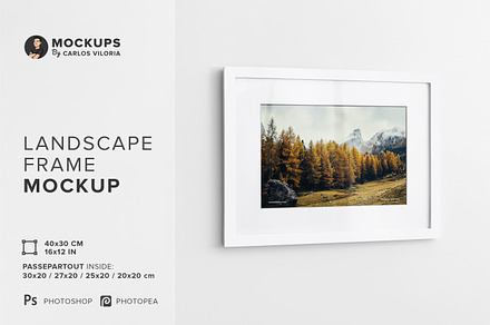 Landscape Frame Mockup - 40x30 cm, a Print Template by Mockups by Carlos Viloria