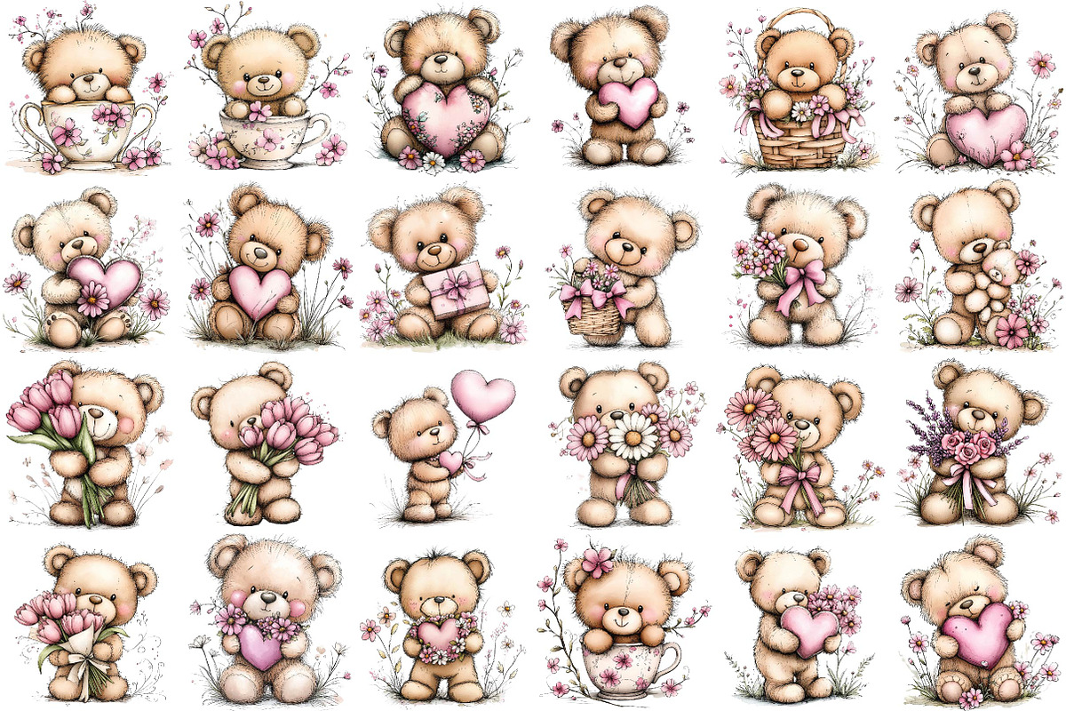 Mother’s Day Teddy Bear Clipart, an Illustration by DreamPrint404 (Photo 2 of 6)
