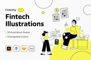 Fintechy - Fintech Illustrations Set, a Finance Illustration by Illustraly Design