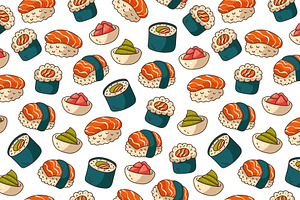 Sushi seamless pattern
