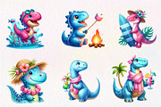 Summer Dinosaur Watercolor Clipart, an Illustration by CreationArt (Thumbnail 3 of 9)