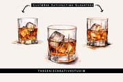 Watercolor PNG Whiskey Clipart, a Food Illustration by Geniecreativestudio (Thumbnail 4 of 9)