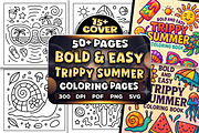 Bold Easy Trippy Summer Coloring, a Seasonal Illustration by Craftsbeefy (Thumbnail 1 of 4)