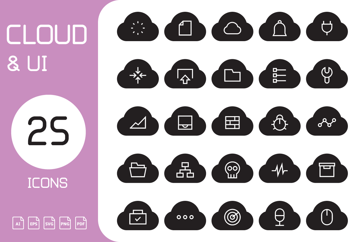 Cloud and User Interface Icons Set, a Solid Icon by Designfour