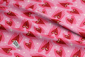 Pink Love Pattern With Angels Hearts