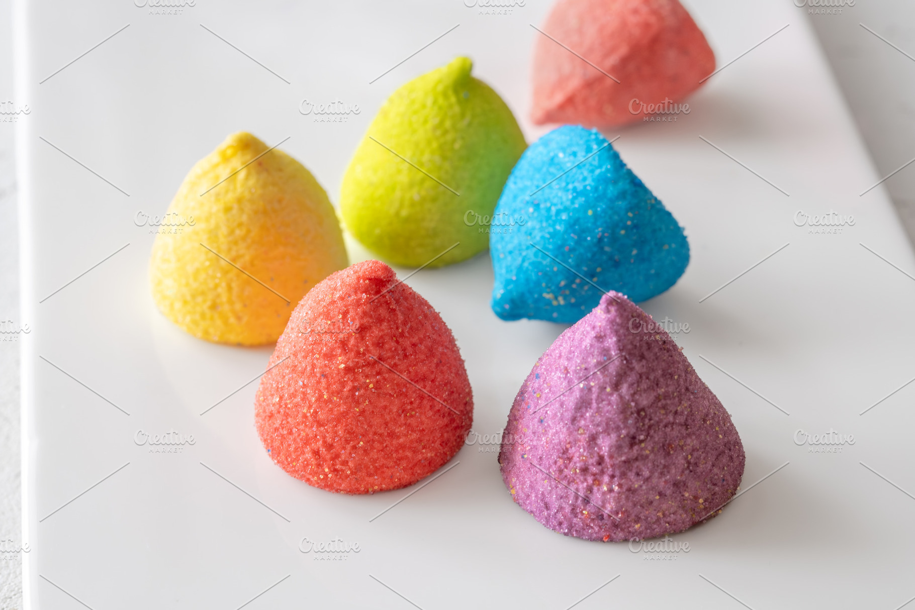 Colorful sugar-coated marshmallow, a Food & Drink Photo by Alexander Prokopenko