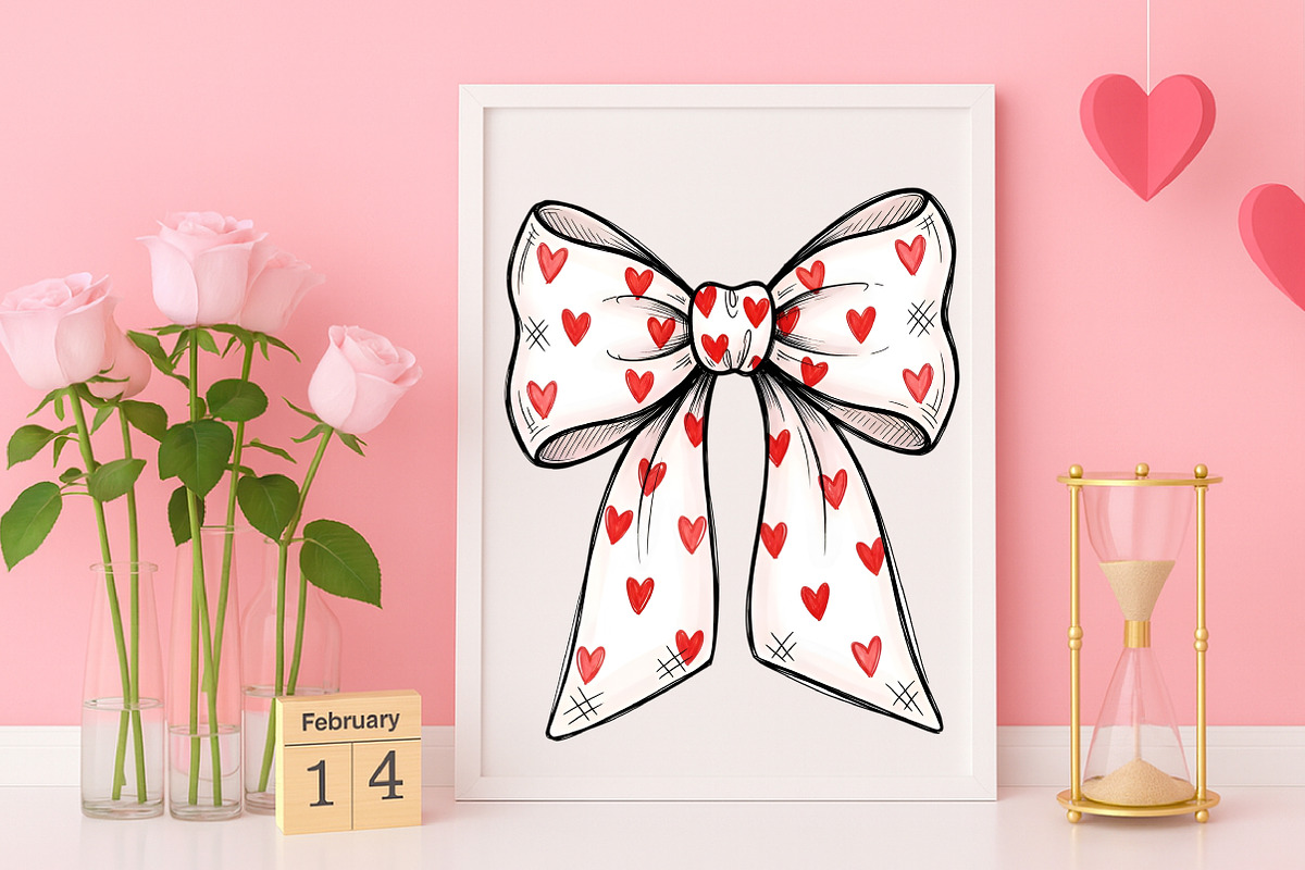 Valentine's Day Coquette Bow PNG, an Illustration by Canvas Craft (Photo 3 of 6)