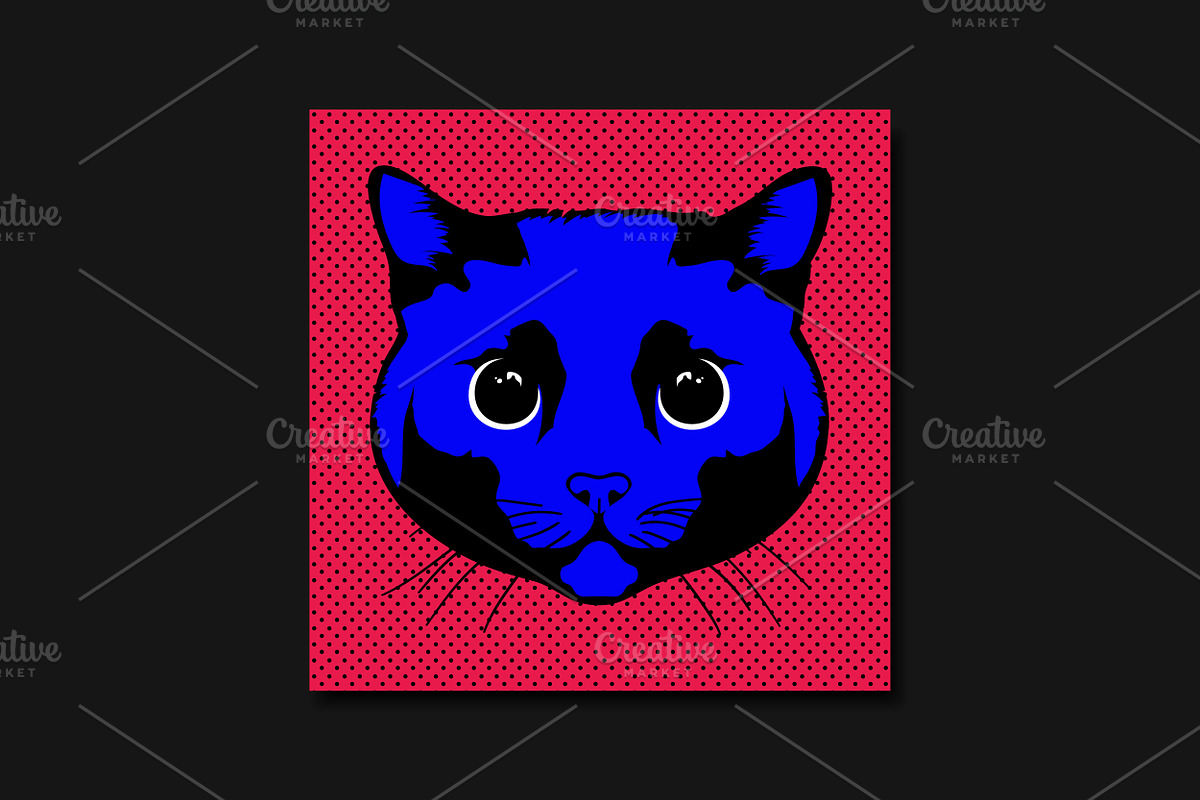Cat Face Pop Art Portrait, an Animal Illustration by PsychocheArt (Photo 2 of 3)
