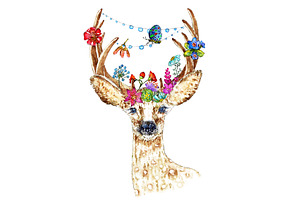 Deers Clipart, Roedeers Watercolor