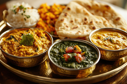 A vibrant spread of Indian cuisine f, a Background Photo by Pixeness