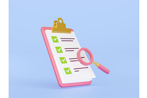 3D Illustration Pink Magnifying