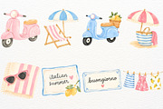 Italian Summer Clipart Coastal PNG, a Seasonal Illustration by SugarCloudStudioArt (Thumbnail 3 of 7)